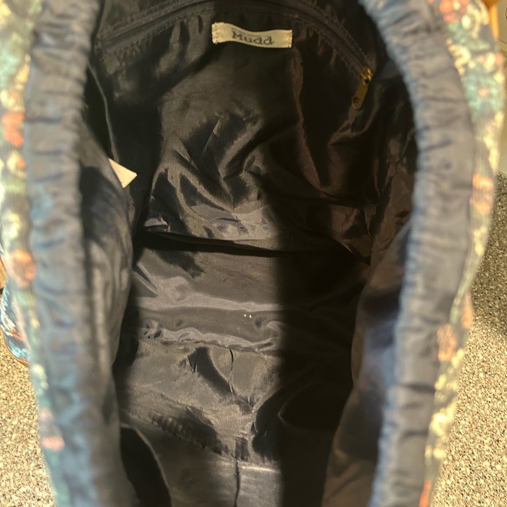 Mudd Floral Canvas Drawstring Backpack With Faux … - image 3